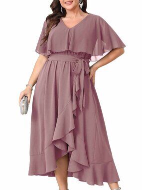Long Formal Dress Short Sleeve Chiffon N2919